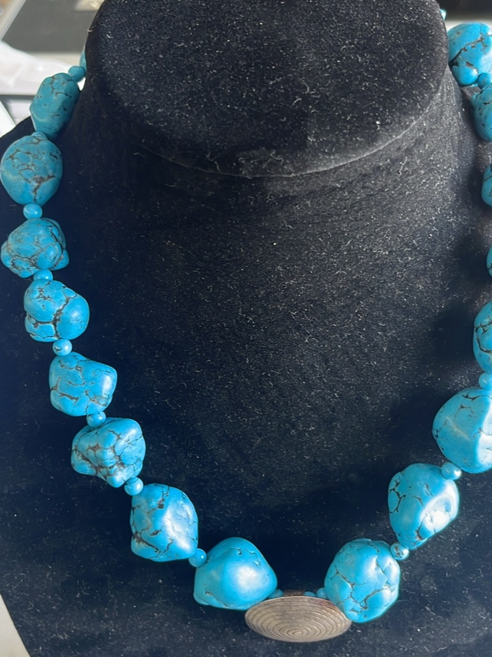 Turquoise Nugget Statement Necklace - Unbranded